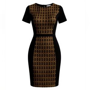 Halston Heritage  Black Cocktail Dress with Lace Detailing size 4